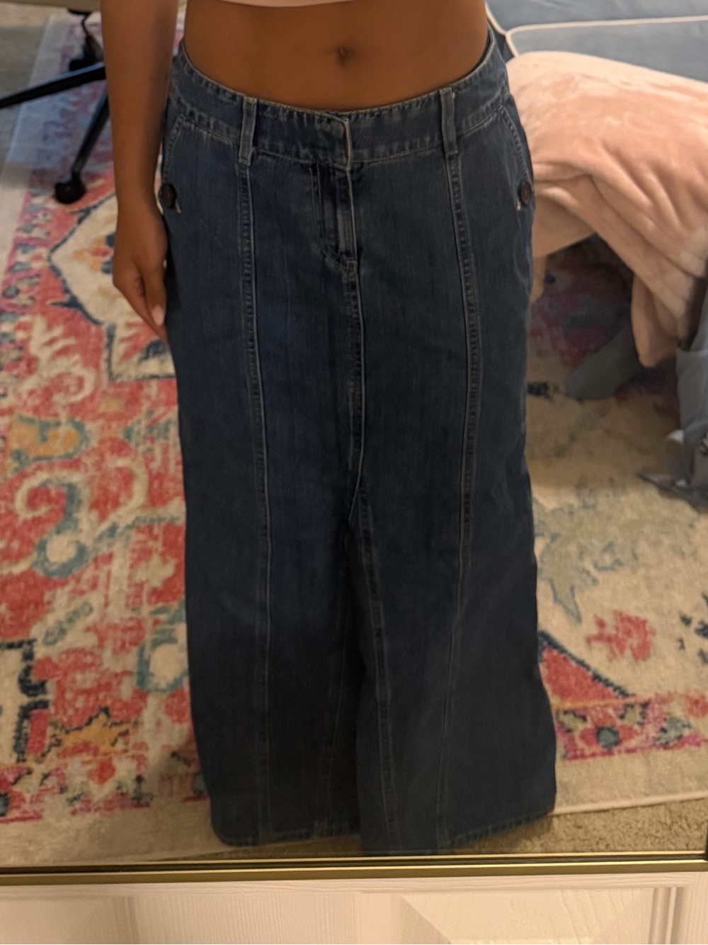 Tommy Hilfiger Dark Blue Denim Maxi Skirt - Size 8